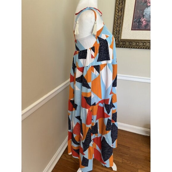 Entro Womens Size Small Multicolor Bright Sleeveless Midi Dress - Picture 3 of 6